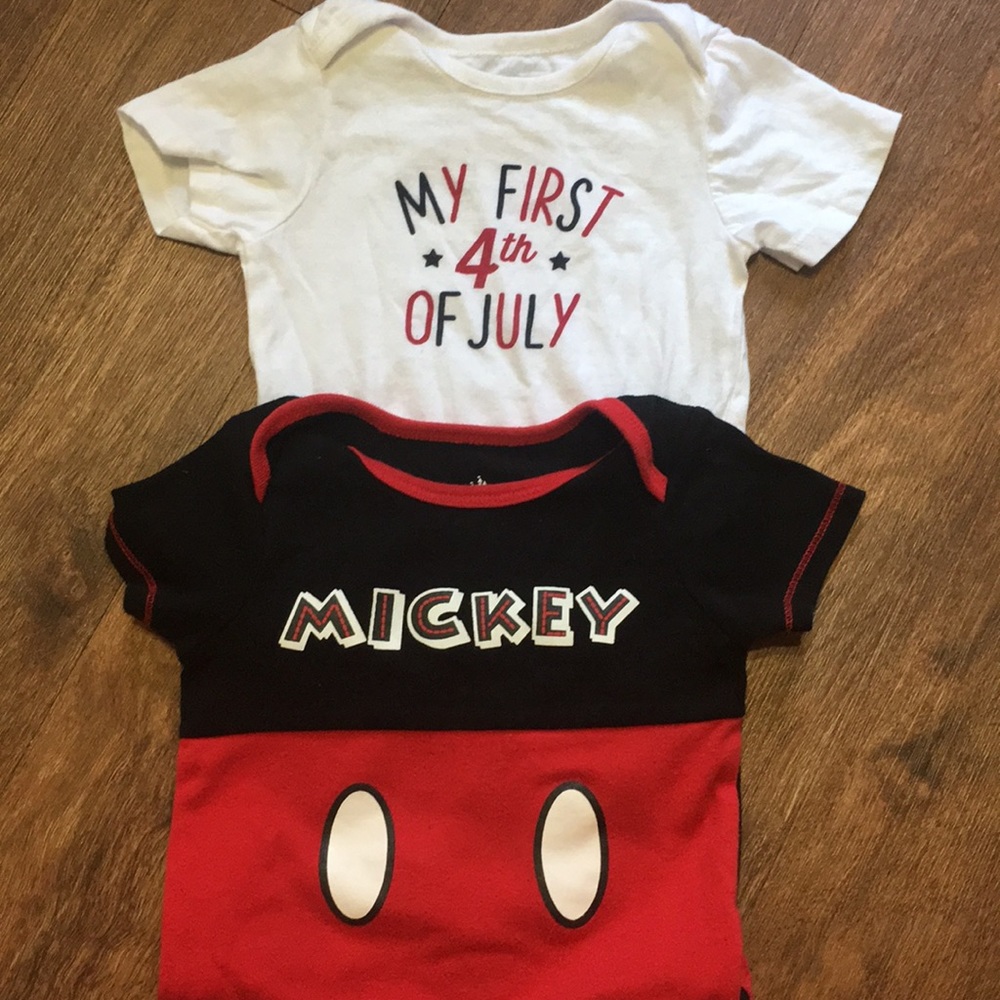 Mickey Mouse and Fourth of July Onesies